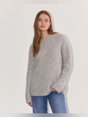 New Everlane Women THE RELAXED CREW IN CLOUD Merino Wool Gray Sweater Medium